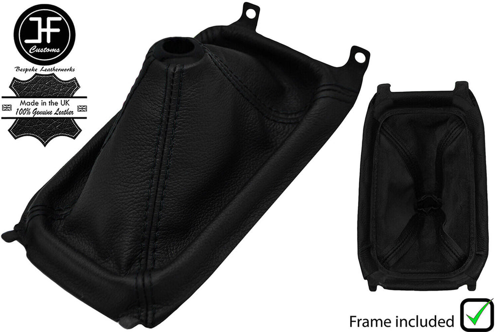 BLACK STICH LTHR GEAR GAITER+PLASTIC FRAME+TOP RING FOR HONDA CRX DEL SOL 92-98