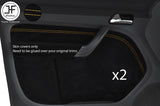 YELLOW STITCH 2X FRONT DOOR CARD TRIM SUEDE COVERS FOR VW CADDY MK3 2005-2015