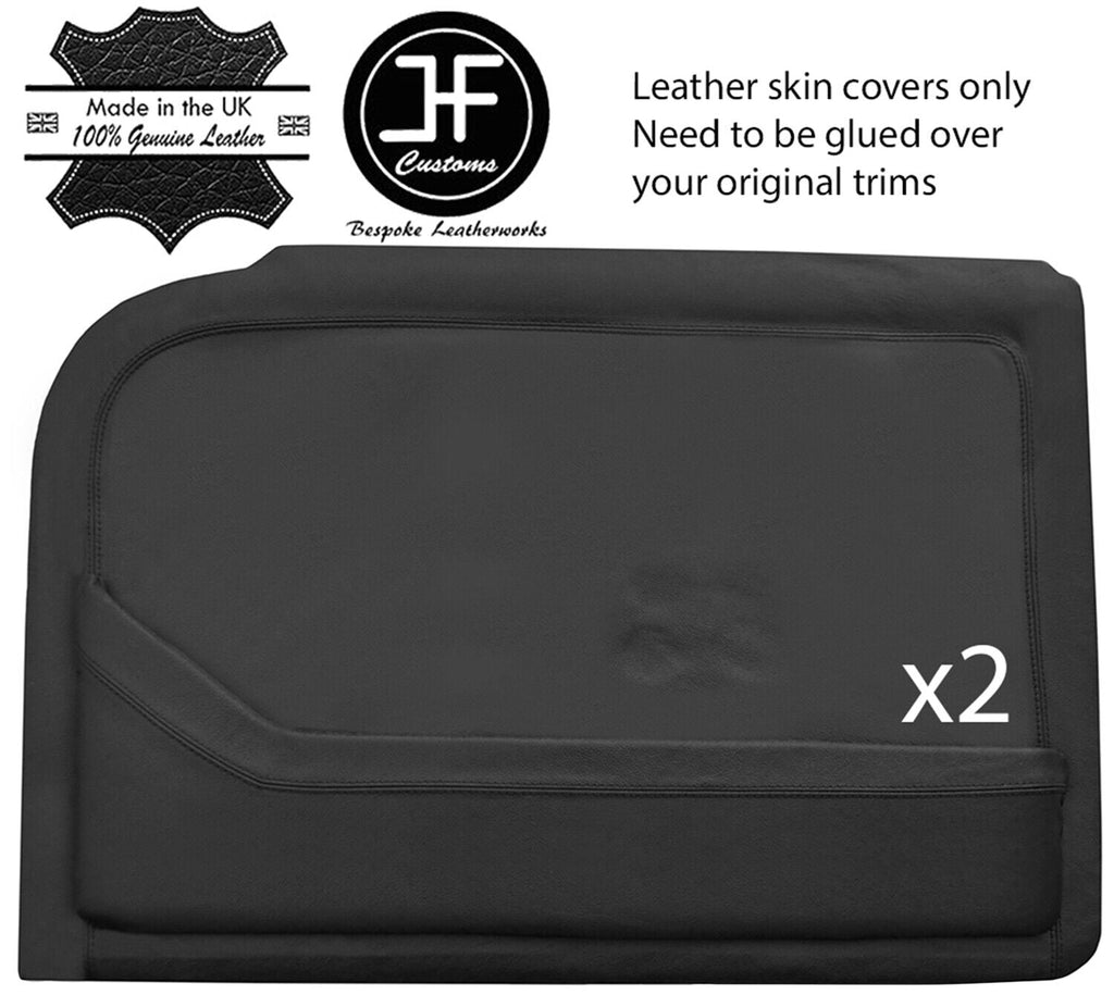 BLACK REAL LEATHER 2X FRONT DOOR CARDS COVERS FITS ROVER P5 P5B V8 COUPE