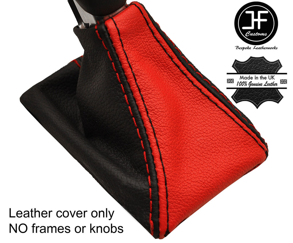 BLACK & RED LEATHER AUTO AUTOMATIC GEAR GAITER FITS PORSCHE MACAN 14-17