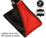 BLACK & RED LEATHER AUTO AUTOMATIC GEAR GAITER FITS PORSCHE MACAN 14-17