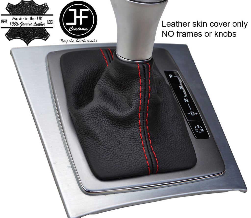 RED STITCH TOP GRAIN LEATHER AUTO GEAR GAITER FOR MERCEDES C CLASS W204 07-14