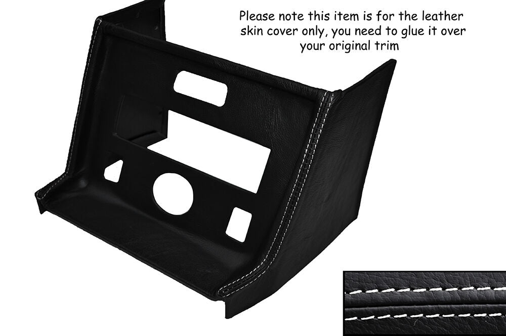 WHITE STITCHING CENTRE CONSOLE RADIO SURROUND LEATHER COVER FITS MG MGB STYLE 2