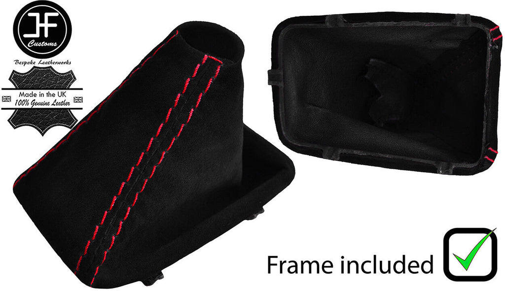 RED STITCH AUTOMATIC SUEDE GEAR GAITER+PLASTIC FRAME FOR BMW E90 E91 E92 E93
