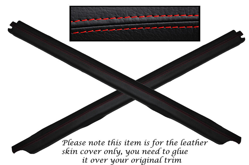 RED STITCH 2X DOOR SILL TRIM LEATHER COVERS FITS FORD SIERRA COSWORTH 3 DOOR
