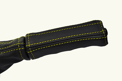 yellow stitch FITS LAND ROVER DEFENDER LEATHER HANDBRAKE HANDLE COVER ONLY