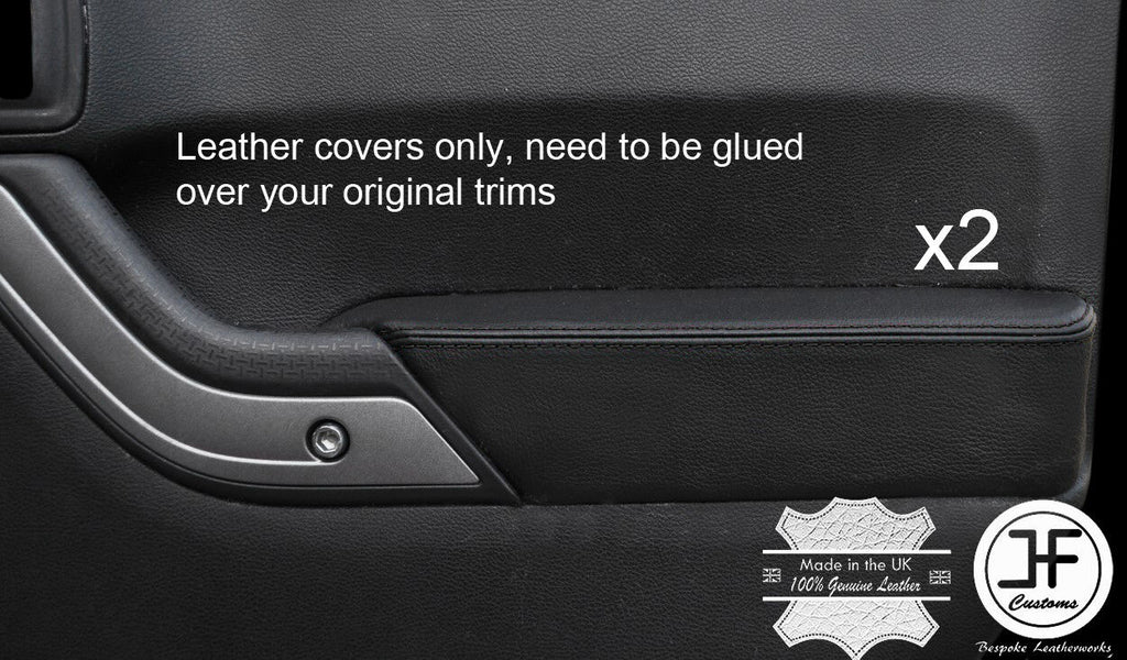 BLACK STITCH 2X FRONT DOOR ARMREST LEATHER COVERS FITS JEEP WRANGLER 2011-2017