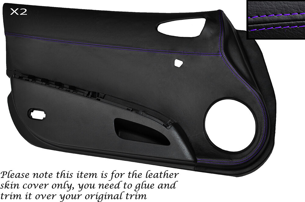 PURPLE STITCHING 2X DOOR CARD LEATHER SKIN COVERS FITS NISSAN 350Z 2002-2005