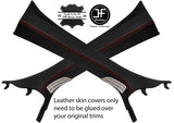 RED STITCHING 2X A PILLAR REAL LEATHER COVERS FITS FORD MONDEO MK5 2014-2018