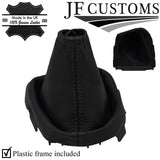 BLACK STITCH ITALIAN LEATHER GEAR GAITER + FRAME FITS TOYOTA AURIS 15-18