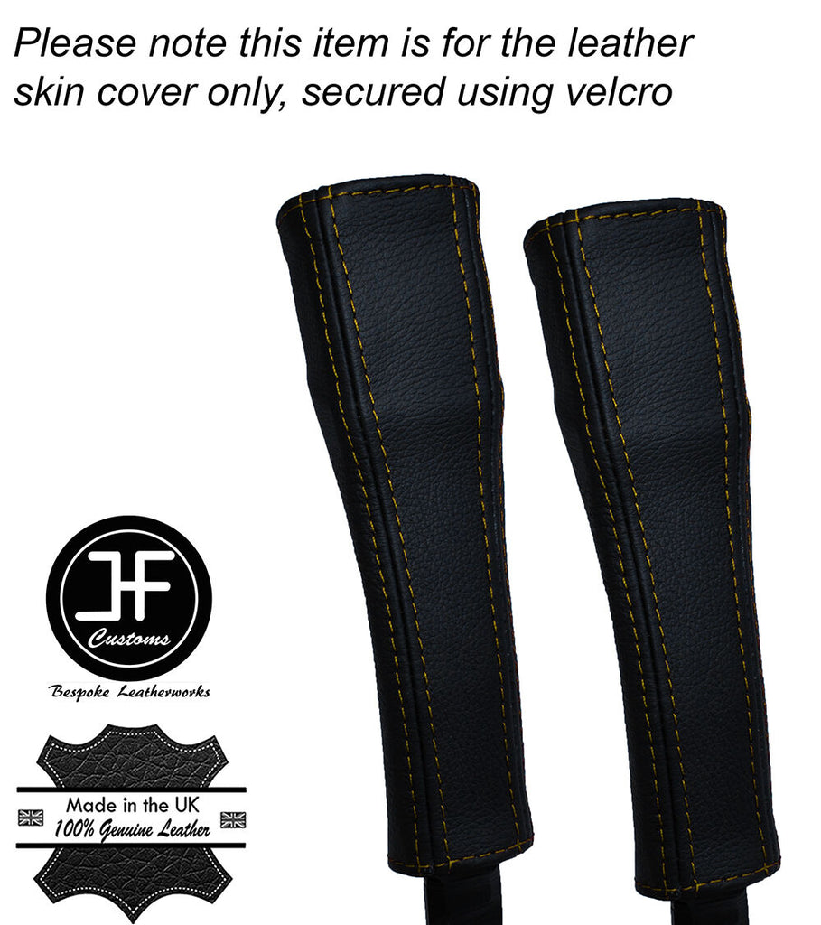 YELLOW STITCHING 2X SEAT BELT LEATHER COVERS FITS HUMMER H3 2005-2011 CUSTOM NEW