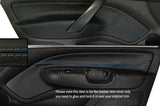 BLUE STITCH 2X FRONT DOOR CARD TRIM SKIN COVERS FITS SKODA OCTAVIA MK2 04-13