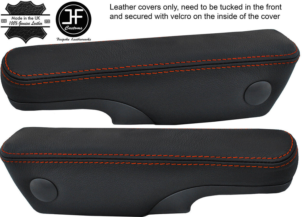 ORANGE STITCHING LEATHER 2X SEAT ARMREST COVERS FITS VW T4 TRANSPORTER CARAVELLE