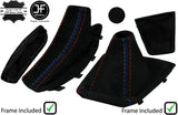 BLACK & TRI STITCH SUEDE MANUAL GAITER SET+PLASTIC FRAME FOR BMW X3 E83 03-10