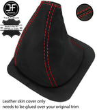 RED STITCH REAL LEATHER GEAR GAITER OVER RUBBER FOR TOYOTA HILUX 4X2 89-95