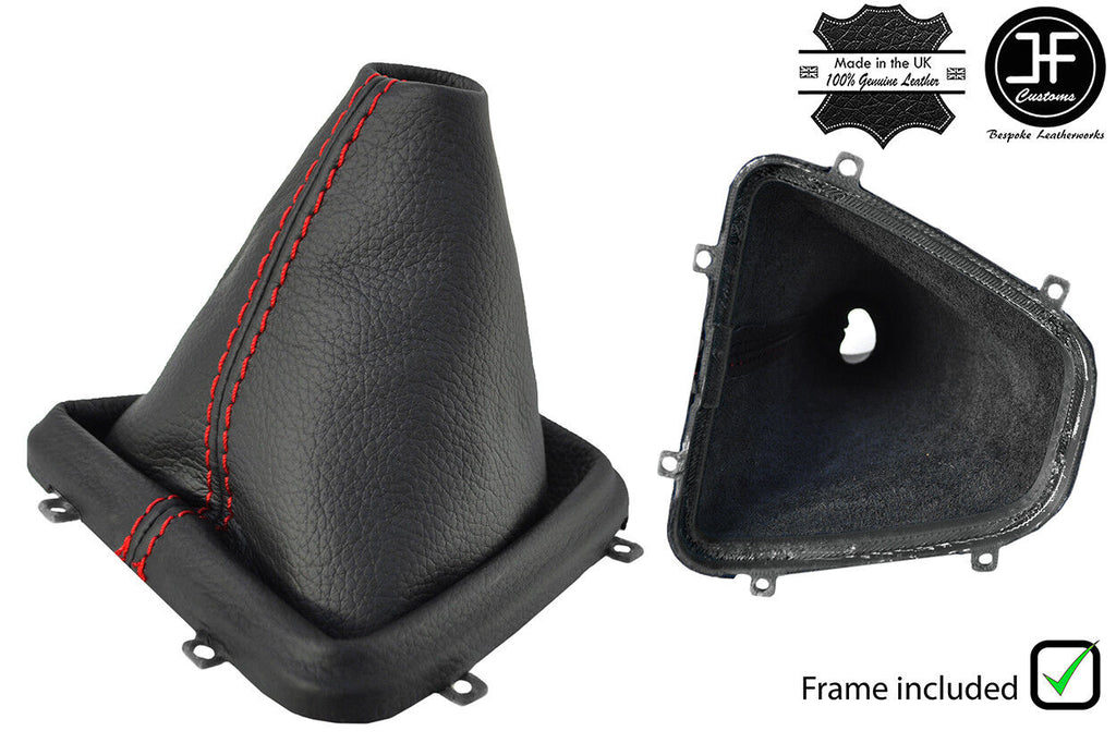 RED STITCH LEATHER GEAR GAITER WITH PLASTIC FRAME FOR FREELANDER 2 LR2 06-14