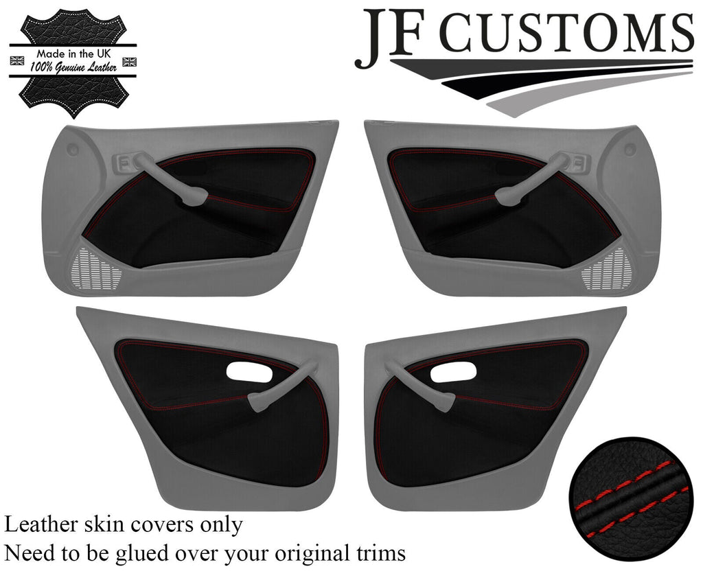 D RED STITCH LEATHER 4X FRONT REAR DOOR CARD TRIM COVER FOR ROVER 45 MG ZS 99-05