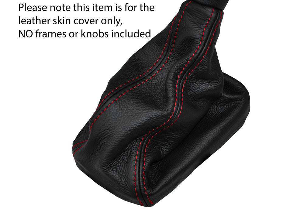 RED STITCHING MANUAL LEATHER SKIN GEAR GAITER FITS SUBARU LEGACY 2005-2009