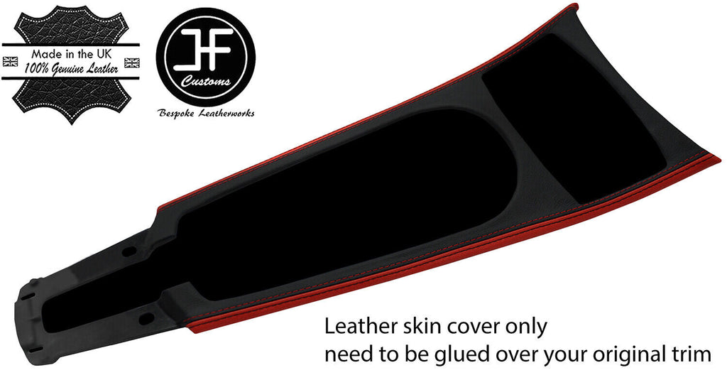 BLACK & RED LEATHER CENTRE CONSOLE TRIM COVER FOR BMW Z4 E85 03-11 DESIGN 2