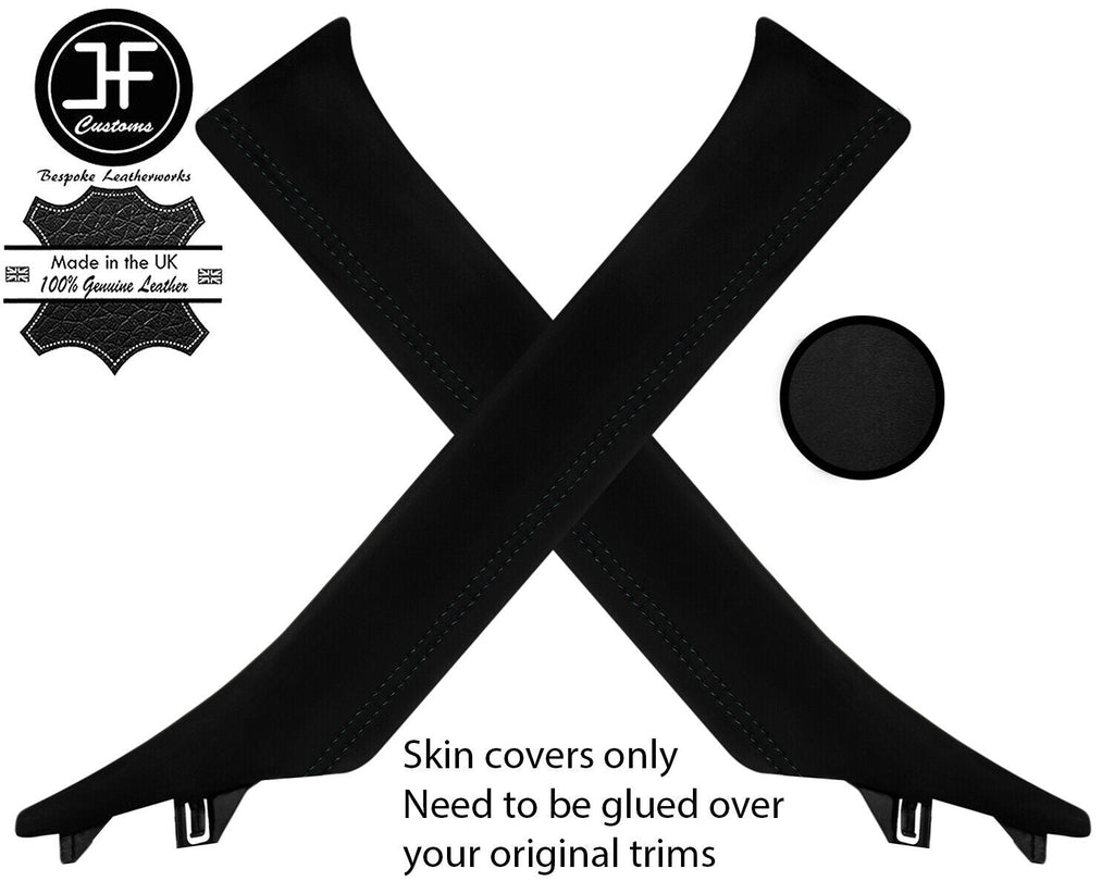 BLACK STITCH 2X A PILLAR LUXE SUEDE COVERS FITS NISSAN 370Z Z34 2009-2020