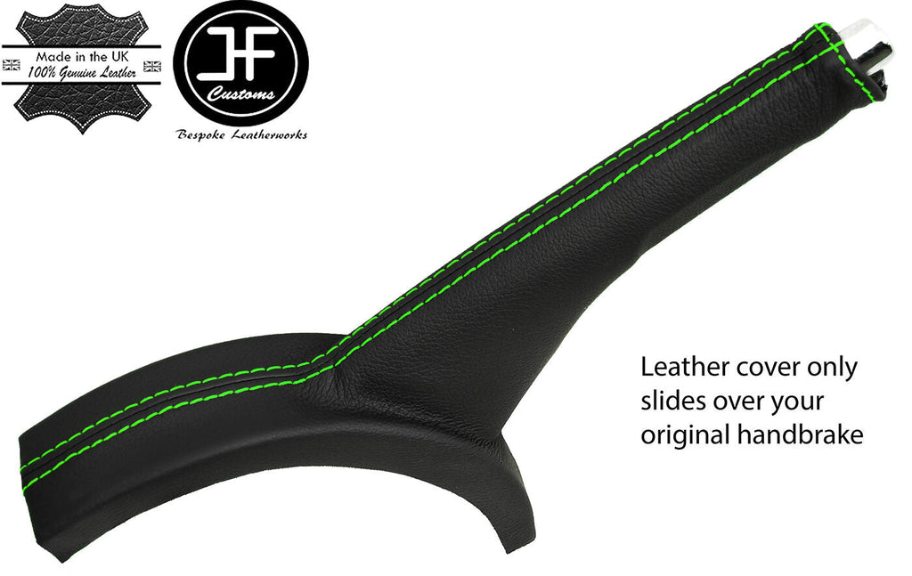 GREEN STITCHING REAL LEATHER HANDBRAKE GAITER FITS SEAT IBIZA FR 2012-2016