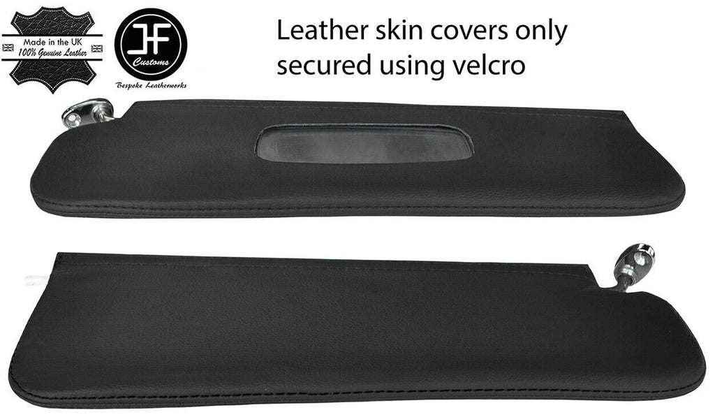 BLACK STITCH 2X SUN VISORS LEATHER COVERS FOR MG MGB GT 66-80 1 MIRROR CUTOUT