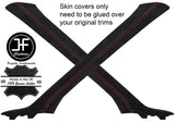 RED STITCH 2X A PILLAR SUEDE COVERS FITS FORD TRANSIT MK7 06-13 STYLE 2