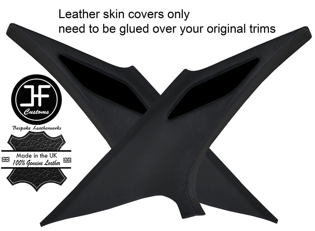 BLACK & BLACK 2X REAR C PILLAR LEATHER COVERS FOR BMW 5 SERIES E39 95-03 SEDAN
