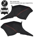 RED STITCH 2X REAR C PILLAR REAL SUEDE COVERS FITS TESLA MODEL S 2012-2016