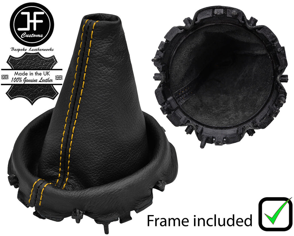 YELLOW STITCH LEATHER GEAR GAITER + PLASTIC FRAME FOR BMW MINI R50 R53 2001-2006