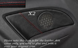 RED STITCH 2X REAR DOOR CARD SKIN COVER FITS VAUXHALL OPEL CORSA D 06-14 3DR