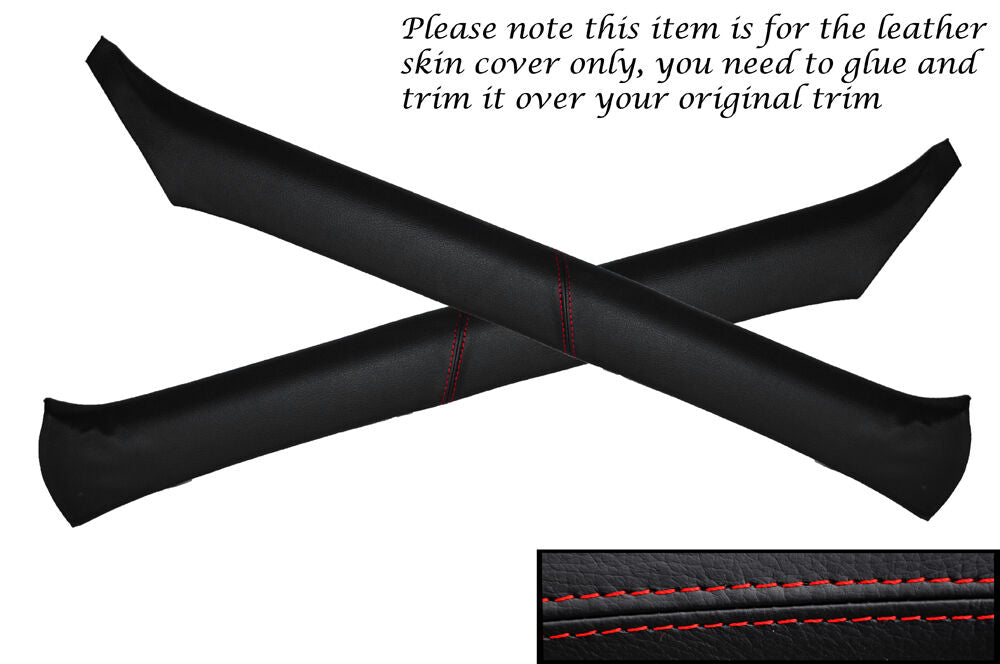 RED STITCH 2X WINDSCREEN PILLAR LEATHER COVERS FITS HONDA INTEGRA DC2 93-01