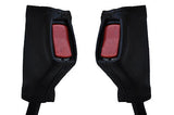 black stitch FITS MG MGB 66-80 2X SEAT BELT STALK LEATHER COVERS ONLY CUSTOM NEW