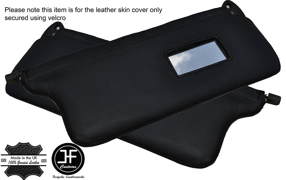 BLACK STITCH 2X SUN VISORS LEATHER COVERS FITS ALFA ROMEO ALFASUD SPRINT