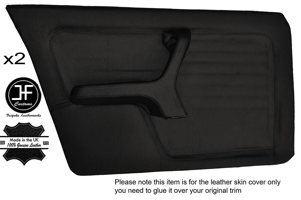 BLACK STICH 2X FRONT FULL DOOR CARD LEATHER COVERS FITS BMW 3 SERIES E30 SALOON