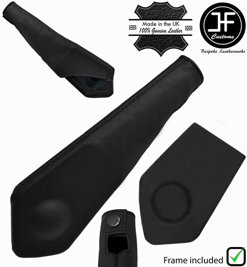 BLACK LEATHER HANDBRAKE GAITER +PLASTIC FRAME FOR JAGUAR XJ8 XJR X308 1997-2003