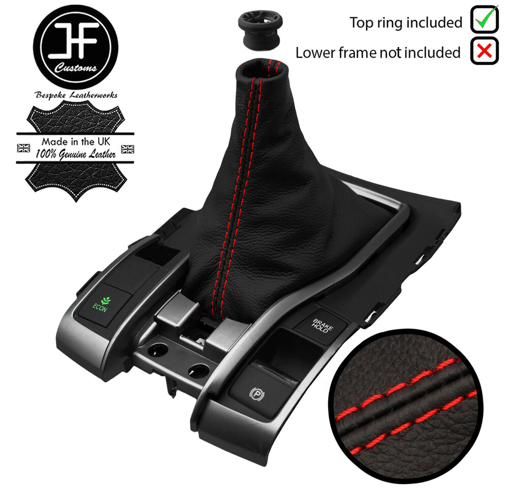 RED STITCH LEATHER MANUAL GEAR GAITER+TOP RING FITS HONDA CIVIC X MK10 17-20