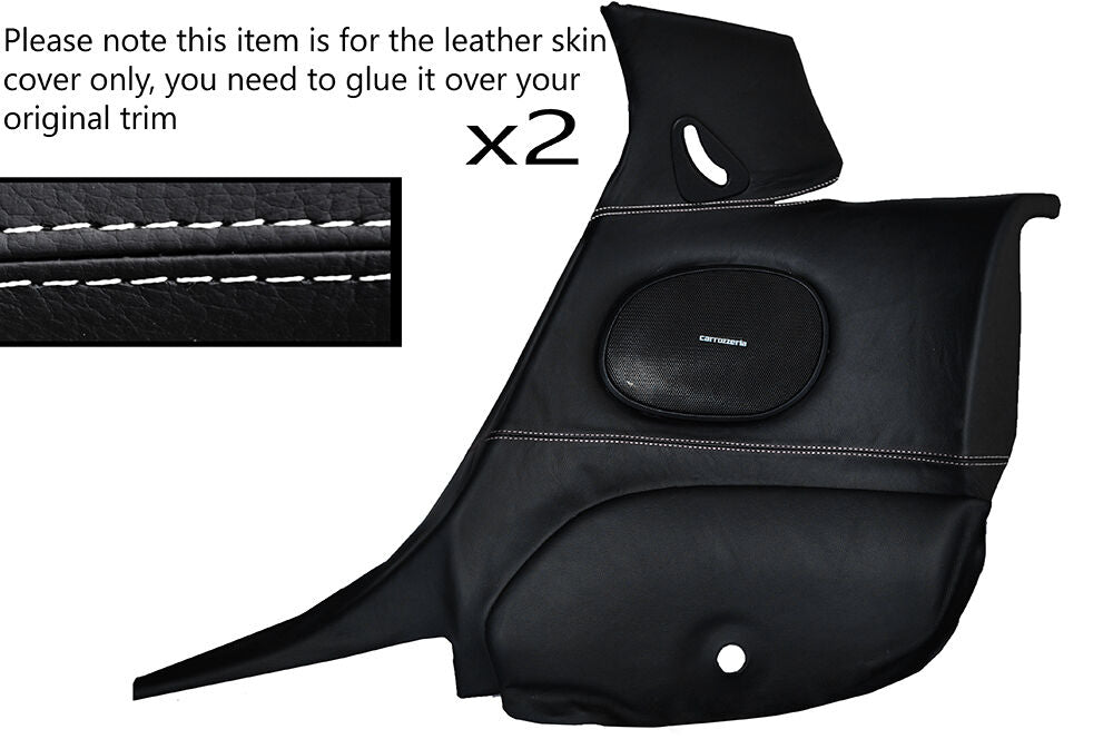WHITE STITCH 2X REAR DOOR CARDS LEATHER SKIN COVERS FITS MAZDA RX7 FD3S 92-02