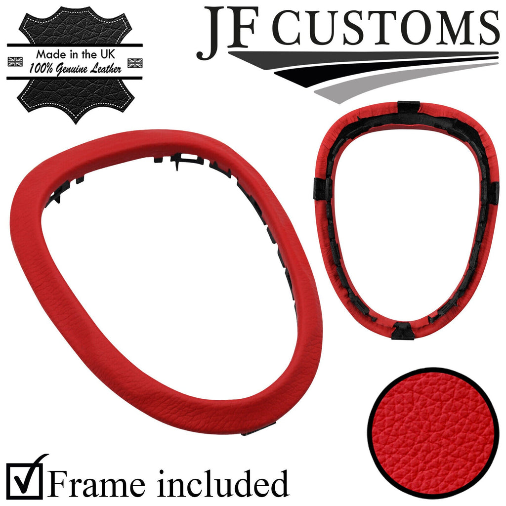 RED LEATHER GEAR SURROUND TRIM COVER + FRAME FITS NISSAN JUKE 10-19 CUSTOM NEW