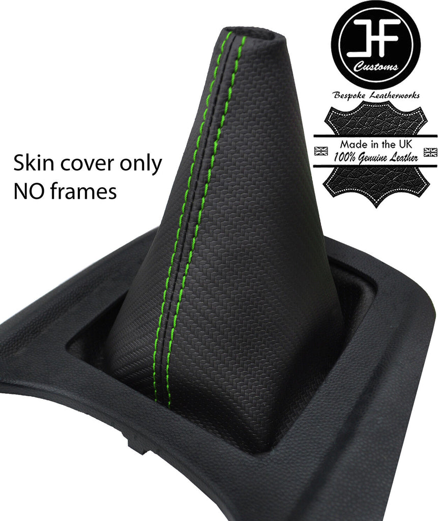 GREEN STITCH CARBON FIBER VINYL MANUAL  GEAR GAITER FITS FORD FIESTA MK7 08-13