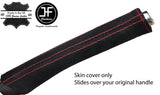 RED STITCHING REAL SUEDE HANDBRAKE HANDLE COVER FITS PEUGEOT 307 2001-2008