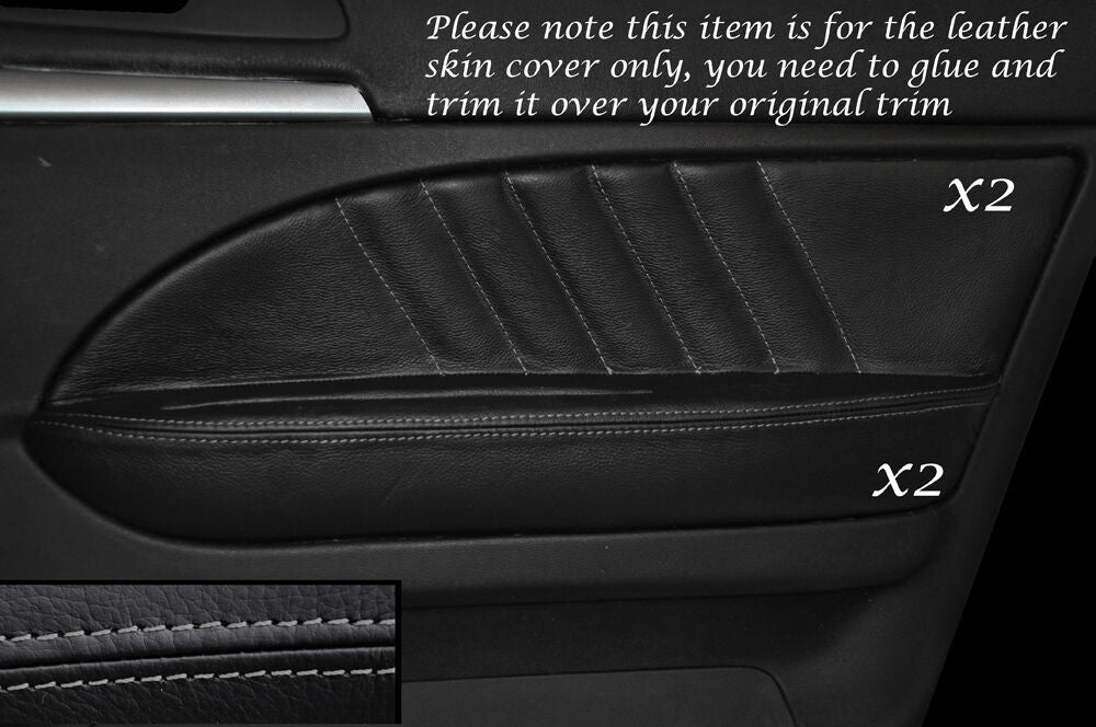 GREY STITCH 2X FRONT DOOR CARD TRIM LEATHER COVERS FITS ALFA ROMEO 159 05-12