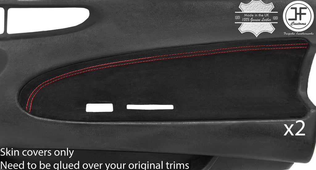RED STITCH 2X DOOR CARD INSERT SUEDE COVERS FITS HONDA PRELUDE MK4 1992-1996