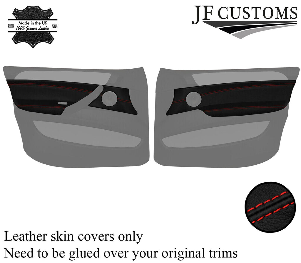 RED STITCH 2X FRONT DOOR CARD TRIM KIT LEATHER COVER FOR BMW X6 E71 E72 07-14