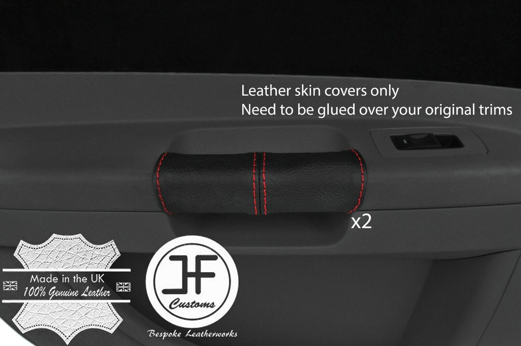 RED STITCH 2X REAR DOOR HANDLE LEATHER COVERS FOR CHRYSLER 300C 2005-2011