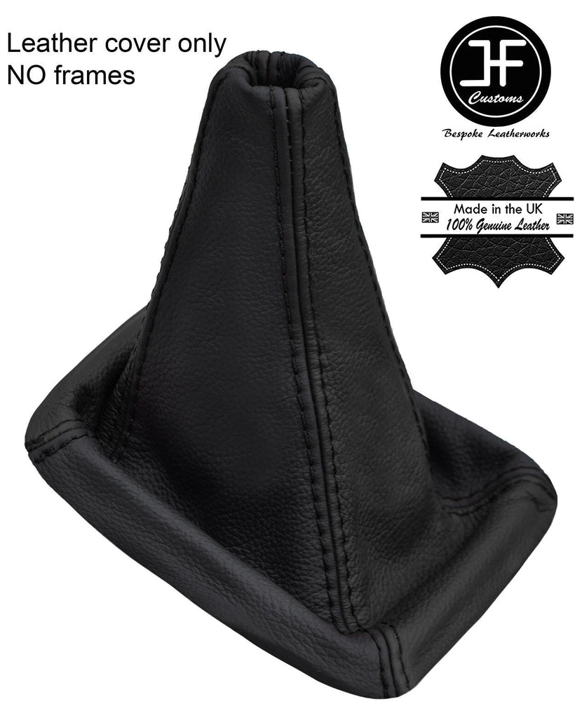 BLACK & BLACK REAL LEATHER GEAR GAITER FITS MITSUBISHI LANCER EVO 4 5 6 IV V VI