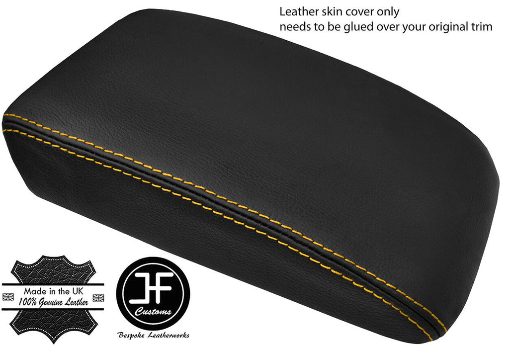 YELLOW STITCH TOP GRAIN LEATHER ARMREST LID COVER FOR VW GOLF MK7 VII 2013-2018