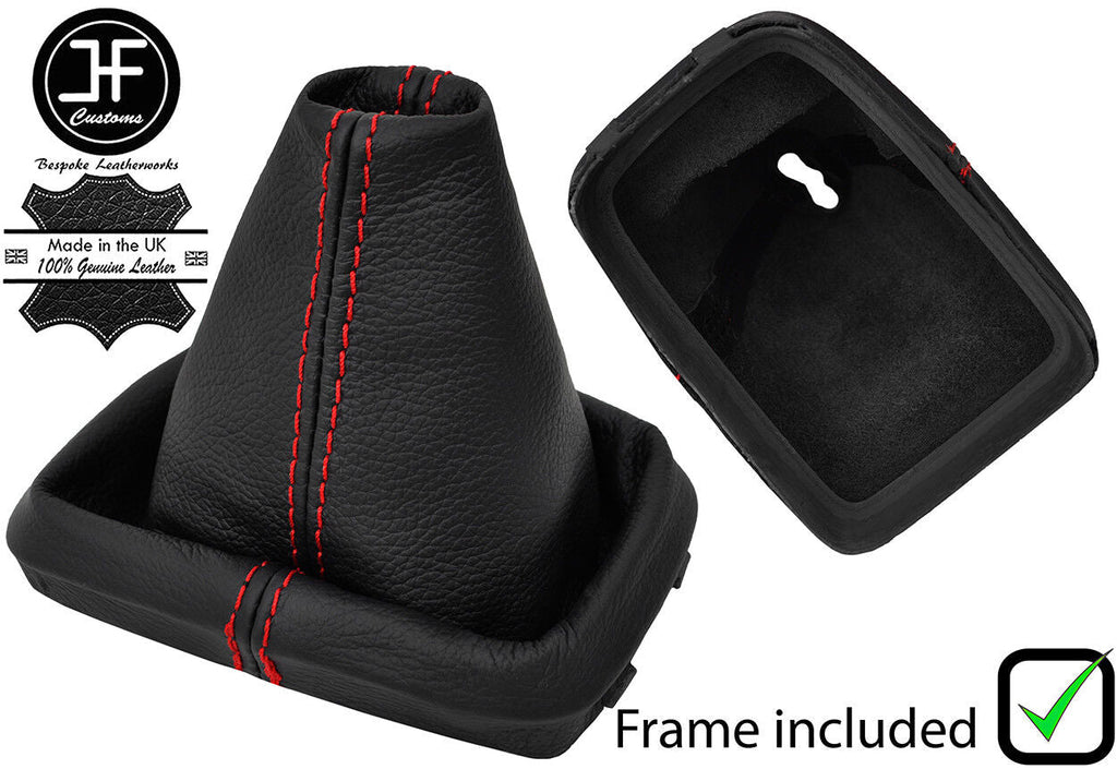 RED STITCH LEATHER GEAR GAITER+PLASTIC FRAME FOR SEAT ALHAMBRA MK2 00-06