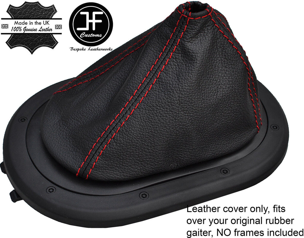 RED STITCH LEATHER MANUAL GEAR GAITER OVER RUBBER FITS JEEP WRANGLER 07-10