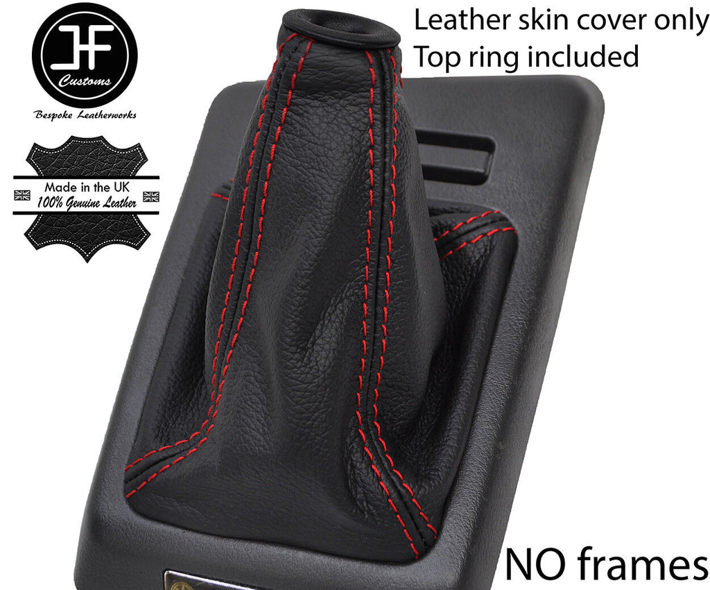 RED STITCH TOP GRAIN REAL LEATHER GEAR GAITER FITS VW CORRADO 1988-1995